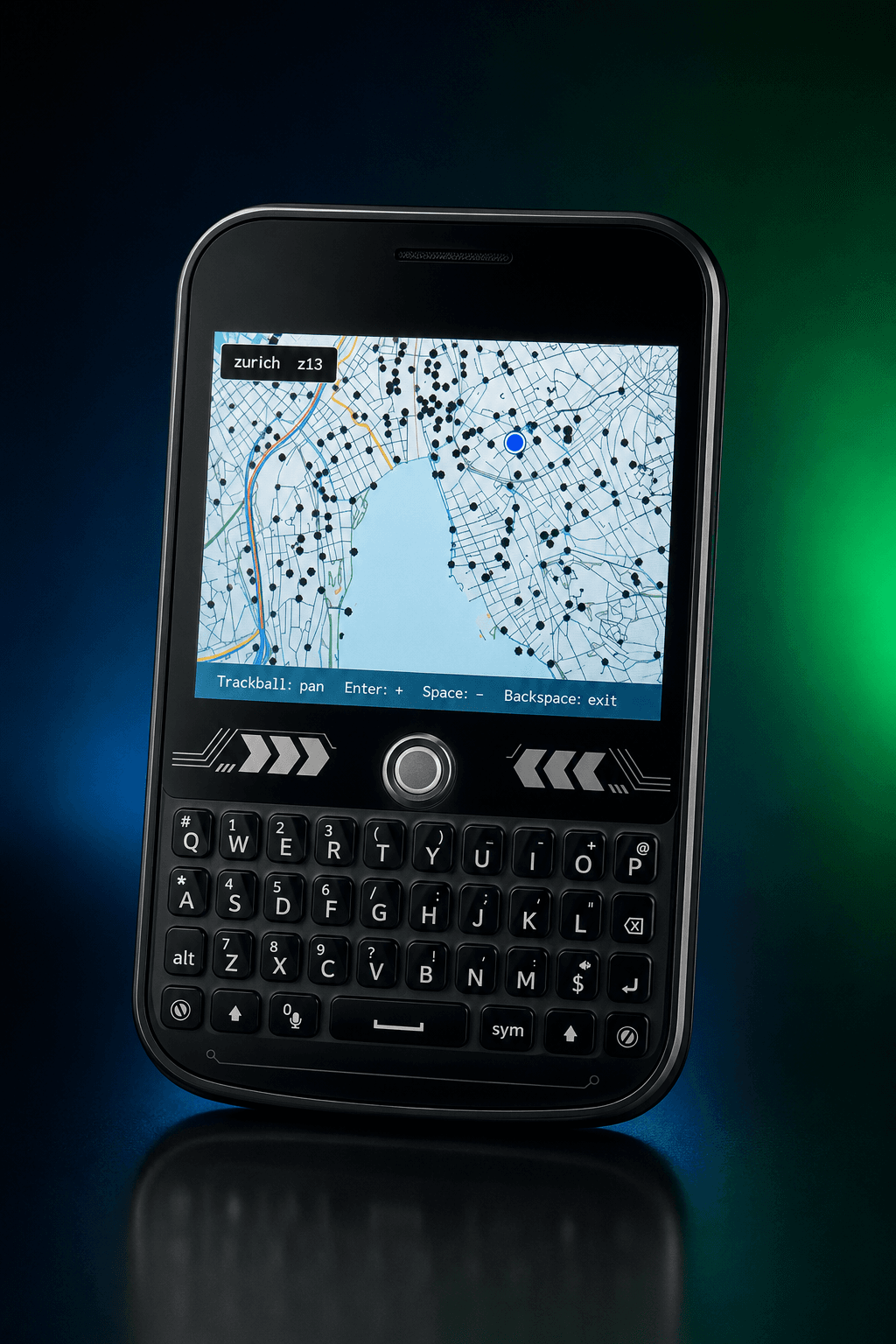 AegisNode T-Deck Plus displaying an offline map