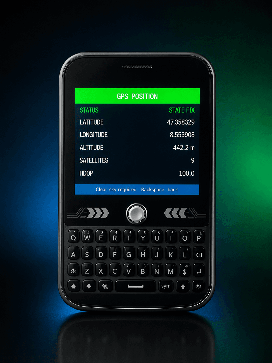 GPS position screen on AegisNode